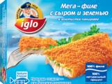 Мега-филе с сыром и зеленью в золотистой панировке.